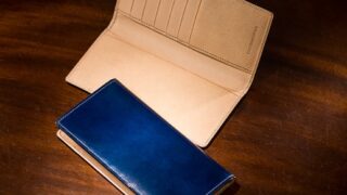 【人気】ヨコハマ・長財布札入れは水染めコードバンを使用したお札・カード専用長財布